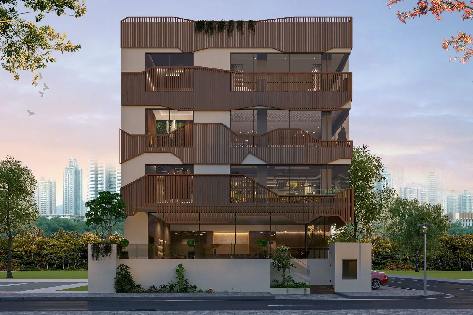 Front elevation render, FOUR 94, Basaveshwara Nagar